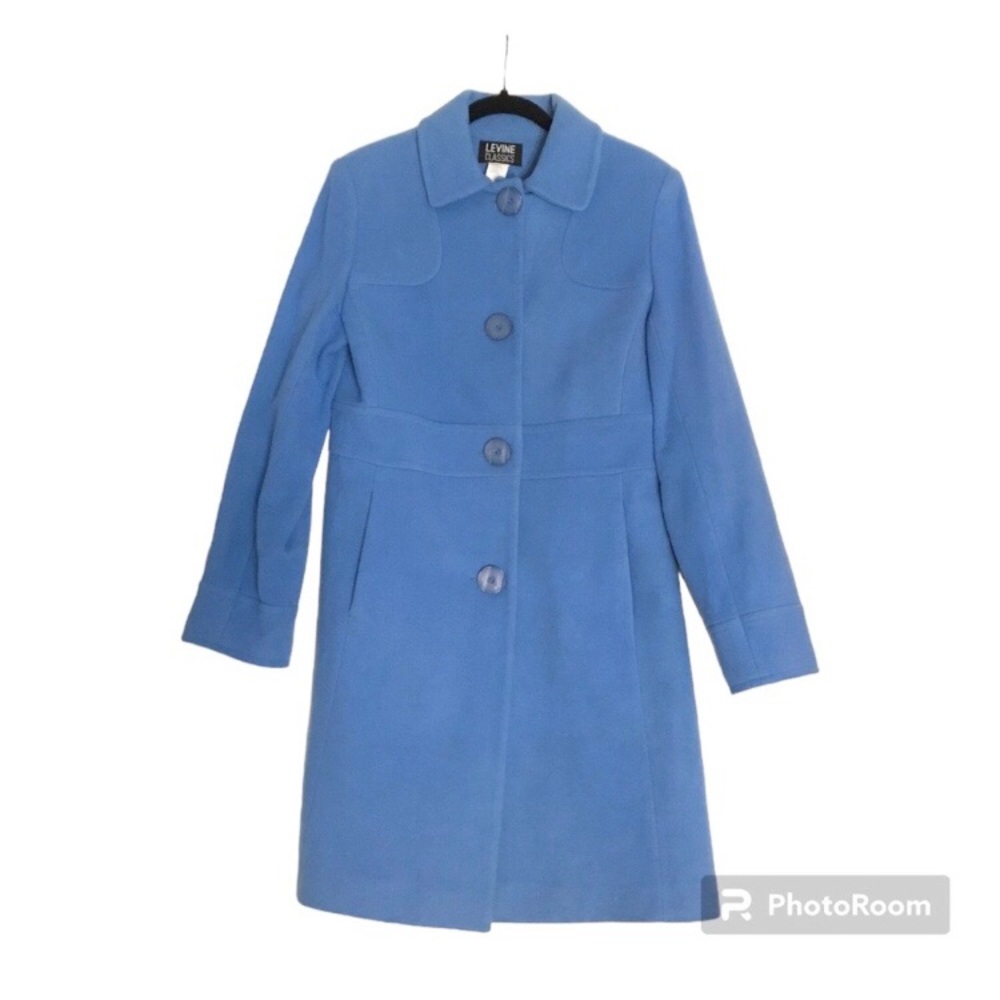 Vintage Sky Blue Long Wool Coat Medium